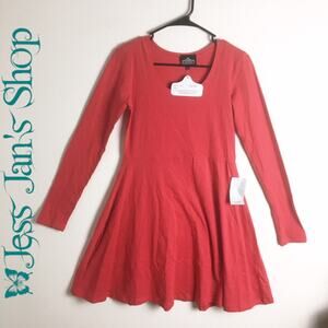 Angie A-Line Long Sleeve Tee Dress Red Small